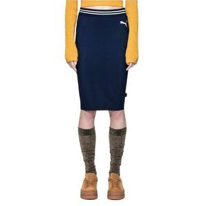 Puma By Rihanna	 Fenty Womens Skirt Blue XS Pencil Straight Stretch Midi Varsity